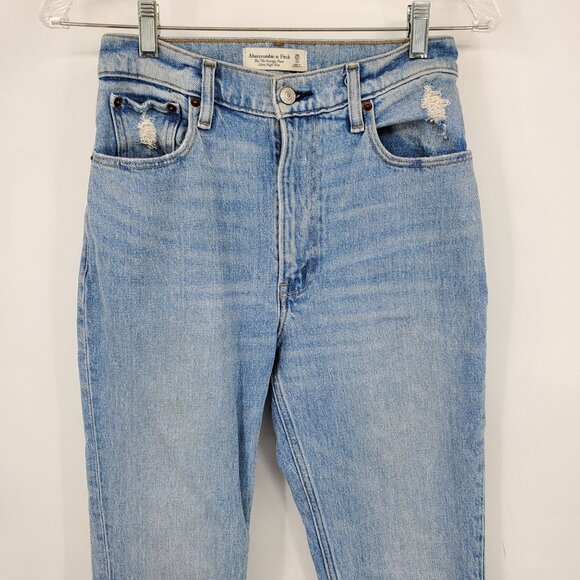 Abercrombie & Fitch The 70's Vintage Flare Ultra High Rise Light Wash Jeans 25 / - Picture 4 of 12